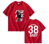T-Shirts pour Les Hommes Été Col Rond Hip Hop Manches Courtes en Coton Vintage Rétro Réversibles Haut Chanteur YoungBoy Never Broke Again 2D Imprimés T-Shirts pour Hommes Et Femmes-Red||l