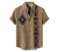 T-Shirts pour Mode Masculine Chemise d'été décontractée à Manches Courtes pour Hommes, Style Vintage, imprimé Tee-Shirts en Coton (Coffee, S)