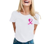T-Shirts Projet Caritatif Femme Pensée Positive Ruban Femmes Inspirants Contre Cancer Ajustées Manches Courtes Cadeau Sœur Espoir Femmess Vêtements Sensibilisation Awareness pour Solidarité