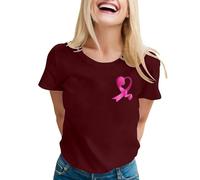T-Shirts Projet Caritatif Femme Pensée Positive Ruban Femmes Inspirants Contre Cancer Ajustées Manches Courtes Cadeau Sœur Espoir Femmess Vêtements Sensibilisation Awareness pour Solidarité