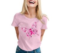 T-Shirts Projet Caritatif Femme Pensée Positive Ruban Femmes Inspirants Contre Cancer Ample Décontracté Cadeau Sœur Espoir Femmess Dition Spéciale pour Campagne Sensibilisation Awareness