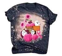 T-Shirts Projet Caritatif Femme Pensée Positive Ruban Femmes Inspirants Contre Cancer Ample Décontracté Soutien Survivante T-Shirt Unisexe Sensibilisation Awareness pour Espoir Guérison