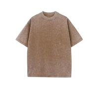 T-Shirts Surdimensionnés Hommes Coton Unisexe Manches Courtes Casual Loose Wash Solid Basic Tee Tops（TCoffee-S）