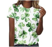 T-shirts surdimensionnés pour femmes, hauts d'été à manches courtes, t-shirt trèfle porte-bonheur, haut de la Saint-Patrick, haut amusant pour la journée du Paddy's Day, T-shirt à col rond, chemises