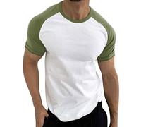 T-shirts tendance à col rond pour homme - Couleurs contrastées - Coupe ample - Haut athlétique décontracté à manches raglan - T-shirt vintage à manches courtes 2026 - T-shirts mignons pour sortir pour