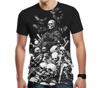 T-shirts tête de mort pour homme - T-shirt d'été décontracté à manches courtes - Noir 2, noir 3, S