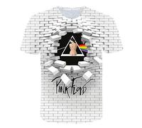 T-Shirts Trou Mur Pink Floyd Animal Impression Numérique 3D Lâche Couple Manches Courtes-XXXL, A-0002
