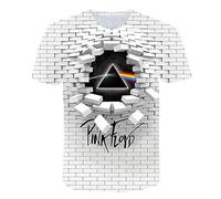 T-Shirts Trou Wall Pink Floyd Animal Impression Numérique 3D Loose Couple Short Sleeve-A-0001, S