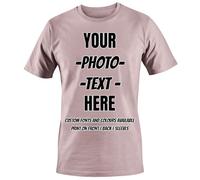 T-Shirts Unisexe Personnalisé Fait sur Mesure Votre Dessin Photo Image Imprimé T-Shirts Tees Top - Taille 3XL - |Ombre Rose|