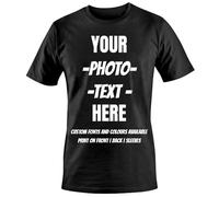 T-Shirts Unisexe Personnalisé Fait sur Mesure Votre Dessin Photo Image Imprimé T-Shirts Tees Top - Taille 2XL - |Noir|