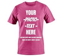 T-Shirts Unisexe Personnalisé Fait sur Mesure Votre Dessin Photo Image Imprimé T-Shirts Tees Top - Taille 2XL - |Rose Fuchsia|