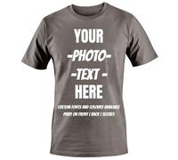 T-Shirts Unisexe Personnalisé Fait sur Mesure Votre Dessin Photo Image Imprimé T-Shirts Tees Top - Taille XL - |Gris Fumée|