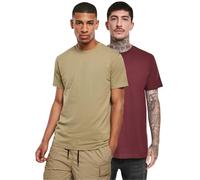 Urban Classics Lot de 2 T-shirts basiques Homme Kaki/Vin rouge XL