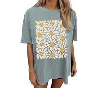 T Shirts Women's Oversized Tshirt Flower Graphic Tees Music Short Sleeve Shirts Beach Tops Loose Fit Tops Casual Pullover Cute Blouse Summer Fall Shirts Clothes B-53