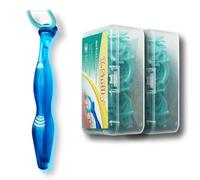 T.Smile Evolutionary Clean Dental Flossers, Kit of Refills Plus Mid-Length Handle (1 Handle + 100 Refills)