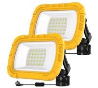 T-SUN 30W Projecteur LED de Chantier, 1000LM Lampe de Travail LED avec Prise et Cordon de 1.8M, Éclairage de Chantier Portables et Étanche Blanc Froid 6500K pour Garage, Atelier, Camping -2PCS