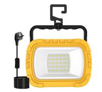 T-SUN 30W Projecteur LED de Chantier, 1000LM Lampe de Travail LED avec Prise et Cordon de 1.8M, Éclairage de Chantier Portables et Étanche Blanc Froid 6500K pour Garage, Atelier, Camping -1PC