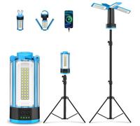 T-SUN Lampe Chantier LED Rechargeable avec Trépied Extensible, 10400mAh Projecteur LED Rechargeable avec Port USB/Type-C, 6000K Haut/Moyen/Bas/SOS Modèle Lampe de Travail Pour Camping Garage Chantier