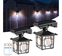T-SUN Lampe Solaire Exterieur Detecteur de Mouvement 2 Pièces Applique Murale Solaire Vintage Extérieure avec Télécommande IP65 Étanche Lumiere Solaire 3 Modes pour Jardin Garage Cour Patio