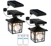 T-SUN Lampe Solaire Exterieur Detecteur de Mouvement 2 Pièces Spot Solaire Exterieur IP65 Étanche 3 Modes Applique Murale Solaire Vintage Extérieure avec Télécommande pour Jardin Garage Cour Patio