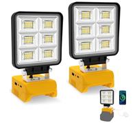 T-SUN Lot de 2 lampes de travail LED sans fil compatibles avec batterie Dewalt 18 V/20 V