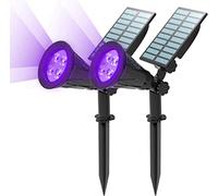 T-SUN Lot de 2 spots solaires à LED super lumineux 250 lm pour extérieur, jardin, paysage, éclairage de nuit, arrêt automatique le jour, angle de 180 ° réglable pour patio, arbre, mur, piscine