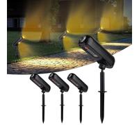 T-SUN Lot de 4 spots solaires de jardin - 3000 K - Pour l'extérieur - Avec étanchéité IP65 - 2 modes d'éclairage - Dusk to Dawn - Pour cour, jardin, arbres, maison, garage, chemin