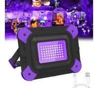 T-SUN Lumière Noire UV, 6000mAh Projecteur LED Rechargeable, Lumière Noire Ultraviolet avec Support Rotatif 180°，400-405NM Projecteur UV pour Halloween Noël Soirée Body Painting Disco