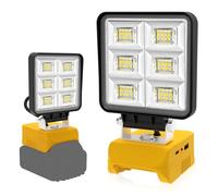 T-SUN Projecteur LED Chantier 48W 5200LM, Lampes de Travail Portables Compatible avec Dewalt 18V Batterie, Projecteur LED Rechargeable Pour l'atelier, Camping, Réparations Automobiles(Sans Batterie)