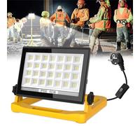T-SUN Projecteur LED Chantier 60W 6000K, Lampe de Chantier Puissante, Étanche IP66, Portable, 3 Modes, Avec Prise et Câble de 4M Pour Construction, Garage, Atelier