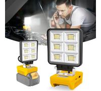T-SUN Projecteur LED Chantier pour Dewalt 18V Batterie 48W 5200LM Lampes de Travail Portables Projecteur LED Rechargeable Pour l'atelier, Camping, Réparations Automobiles, Chantier (Sans Batterie)