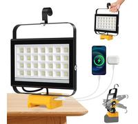 T-SUN Projecteur Led Rechargeable, 100W Projecteur Led Chantier Portable Compatible avec Batterie Dewalt, 2 Modes D'éclairage & USB Lampe de Chantier Rechargeable pour Camping Garages Réparations