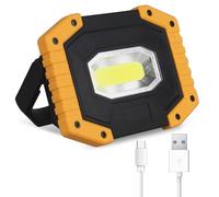 T-SUN Projecteur LED rechargeable 30 W 2000 lm USB 3 modes batterie lumière pour la réparation de voitures, le camping, les urgences.