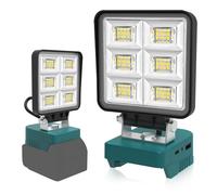 T-SUN Projecteur LED Rechargeable, 48W Projecteur de Chantier Compatible avec Batterie Makita, 5200LM Lampes de Travail Portable avec Charge Type C & USB pour Garage, Camping, Chantier(Sans Batterie)