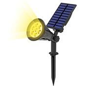 T-SUN Spot solaire à 7 LED, super lumineux, blanc chaud 3000 K, marche/arrêt automatique, angle réglable à 180°, appliques murales d'extérieur étanches pour jardin, terrasse, arbre, terrasse