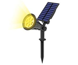 T-SUN Spot solaire à 7 LED, super lumineux, blanc chaud 3000 K, marche/arrêt automatique, angle réglable à 180°, appliques murales d'extérieur étanches pour jardin, terrasse, arbre, terrasse