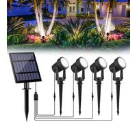 T-SUN Spot Solaire Extérieur 4 EN 1 Lampe Solaire Exterieur 2 Modes d'Éclairage Lumière Solaire de Jardin Etanche IP65, 3 Mètres Câble, Eclairage Exterieur Solaire pour Jardin, Chemin(6000K)