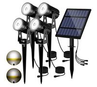 T-SUN Spot Solaire Extérieur 4 EN 1 Lampe Solaire Exterieur 2 Modes d'Éclairage Lumière Solaire de Jardin Etanche IP65, 3 Mètres Câble, Eclairage Exterieur Solaire pour Jardin, Chemin(6000K)