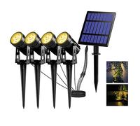 T-SUN Spot Solaire Extérieur 4 pièces Spot Solaire Lampe Solaire Jardin Lampe Solaire Extérieur Etanche 3000K LED Projecteur Solaire avec 12M Câble pour Patio, Cour, Chemins, Arrarbres