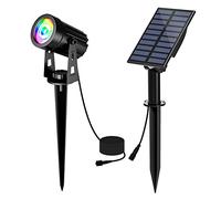 T-SUN Spot Solaire Extérieur Couleur Lampe Solaire Jardin avec 2 Modes d'Éclairage Projecteur Solaire Réglable Etanche IP65, 3 Mètres Câble, Auto on/off pour Jardin, Cour, Allée, Chemin