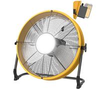 T-SUN Ventilateur sans fil de 40,6 cm compatible avec batterie Dewalt 18 V/20 V, ventilateur de sol USB alimenté par batterie avec lumière LED, port USB de type C, vitesses continues, ventilateur