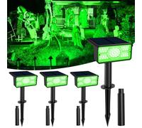 T-SUNUS Lot de 4 spots solaires verts pour extérieur, lampes solaires de jardin étanches, 2 modes lumineux, lumières de sécurité pour jardin, arbre, cour, pelouse, patio, escaliers