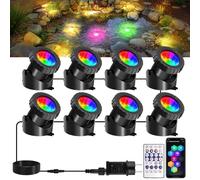 T-SUNUS Lumières LED Submersible RGB, Projecteurs Lampe Spot APP Contrôlable avec Télécommandes IP68 Étanche Lampe Piscine pour Jardin Piscine Étang 8 en 1