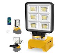 T-SUNUS Projecteur LED de Chantier 48W, Lampe Rechargeable USB-C & USB, Compatible avec Batterie 18V Dewalt, 5200LM, pour Atelier Camping Réparations Automobiles (Sans Batterie)