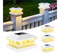 T-SUNUS Solaires Capuchon pour Poteau, Lampes Solaires Capuchons de Protection 9x9 10x10 12.7x12.7, Etanche IP65, 3000K et 6000K pour Terrasse Clôture Route 4 pièces