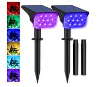 T-SUNUS Spot Solaire Exterieur RGB, Lampe Solaire Exterieur 7 Couleurs, Etanche IP65 Lumiere Solaire Eclairage Multicolore pour Chemins Jardin Cour Noël Halloween