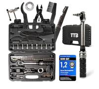 T T B Mallette à outils de vélo avec ynamométrique précise 1 à 25 Nm Kit de réparation portable pour VTT, vélo de route et gravure, kit d'entretien de chaîne, dérive-chaîne, clé à rayons, outils
