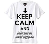 T-T-Shirts à Manches Courtes Keep Calm and Hail Satan Exorcist Exorcism Satanism(Small)