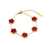 T TAKONE Bijou trèfle à quatre feuilles, plaqué or 18 carats en noir, rouge, blanc et vert, bracelet élégant pour les femmes et les jeunes filles soucieuses de la mode