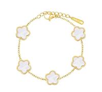 T TAKONE Bijou trèfle à quatre feuilles, plaqué or 18 carats en noir, rouge, blanc et vert, bracelet élégant pour les femmes et les jeunes filles soucieuses de la mode